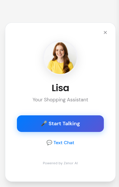 Zenor AI shopping assistant interface