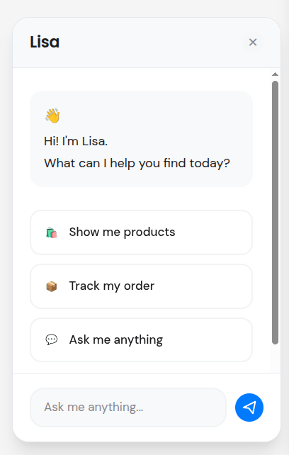 Zenor AI chat interface with quick actions